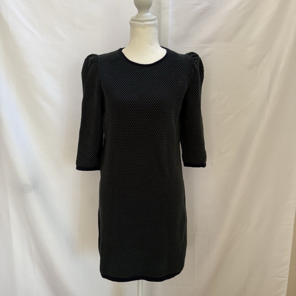 COS Raised Knit Sweater Dress Size Small - Green Black Color